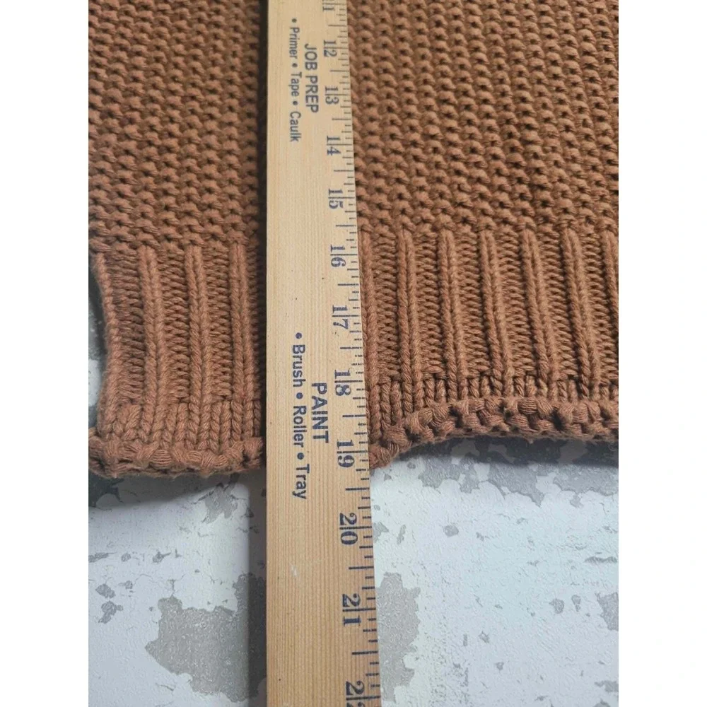 She + Sky Brown Mock Neck Chunky Knit Sweater‎ Women's Small 100% Cotton